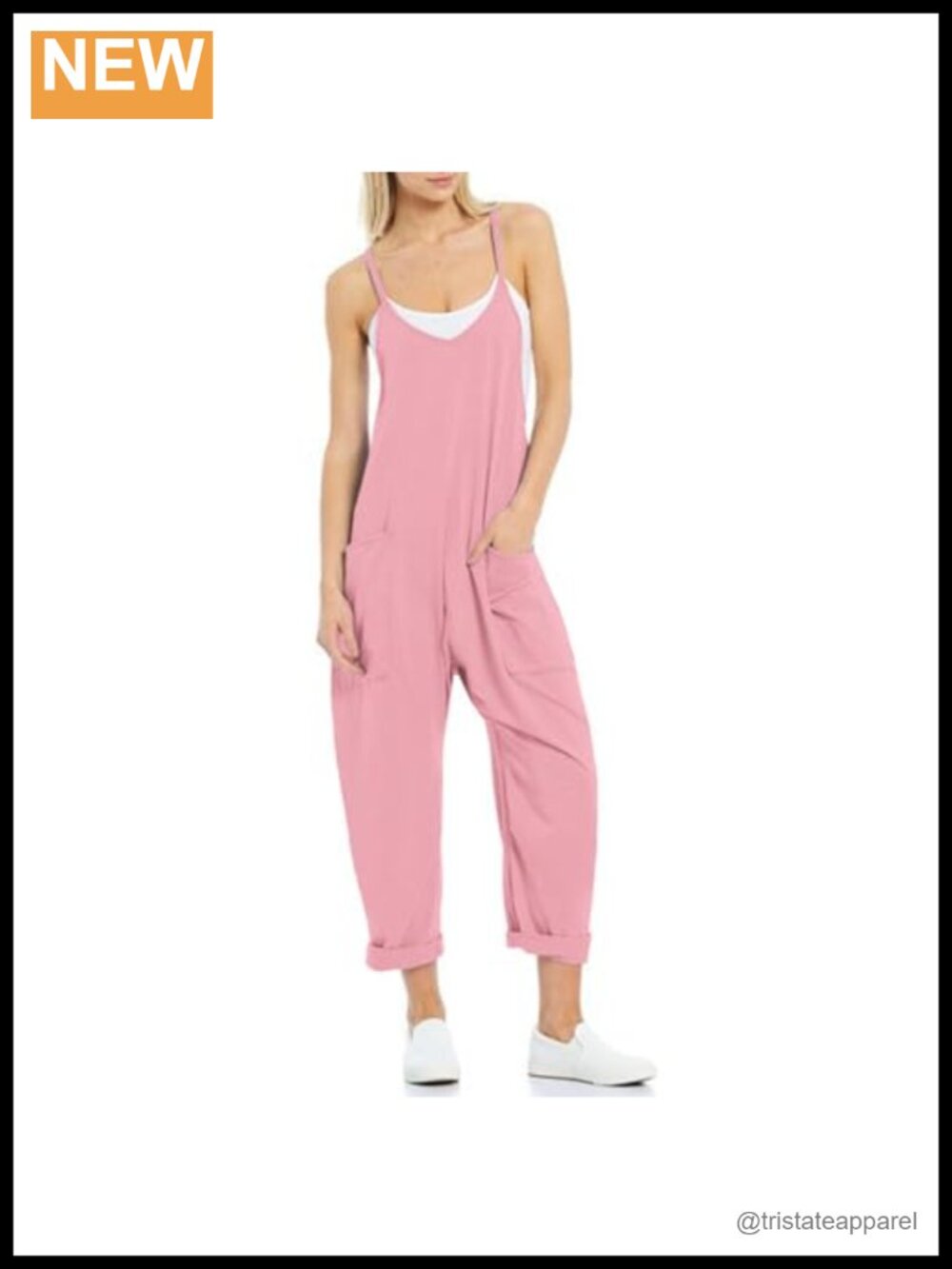 Womens Sleeveless Jumpsuit Adjustable Spaghetti Strap Baggy Overalls with